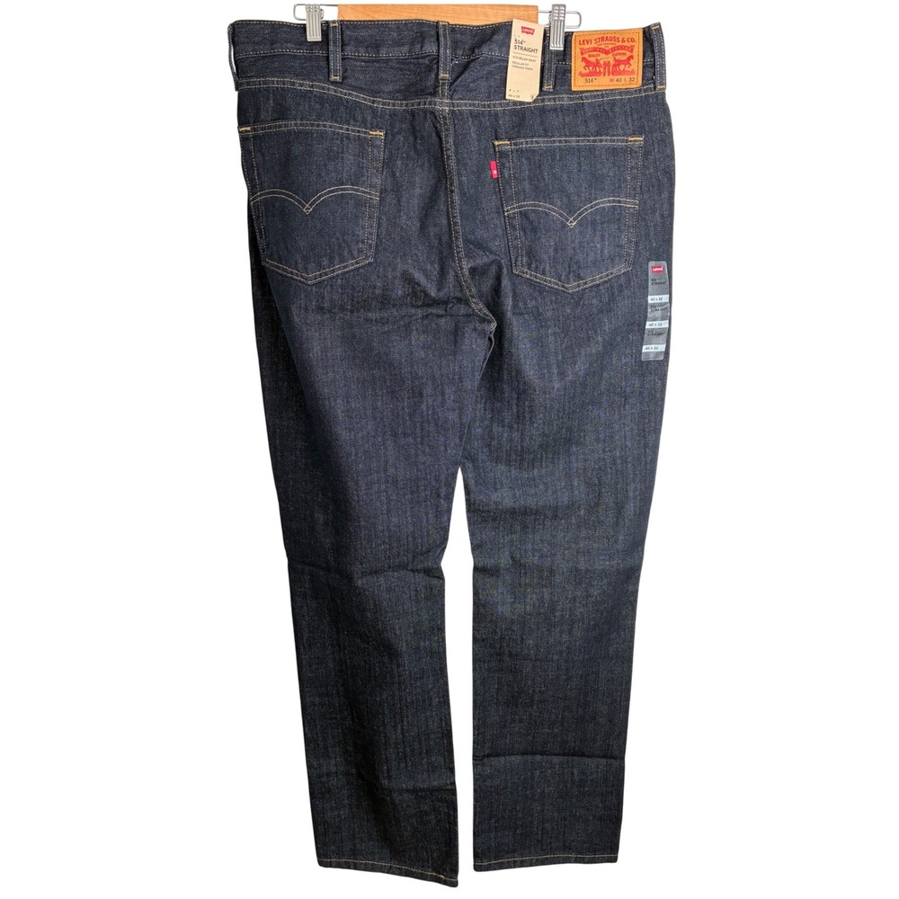 Levi's 514 Straight Jeans Mens 40x32 Dark Wash 100% Cotton NWT Regular Fit Denim - Picture 2 of 11